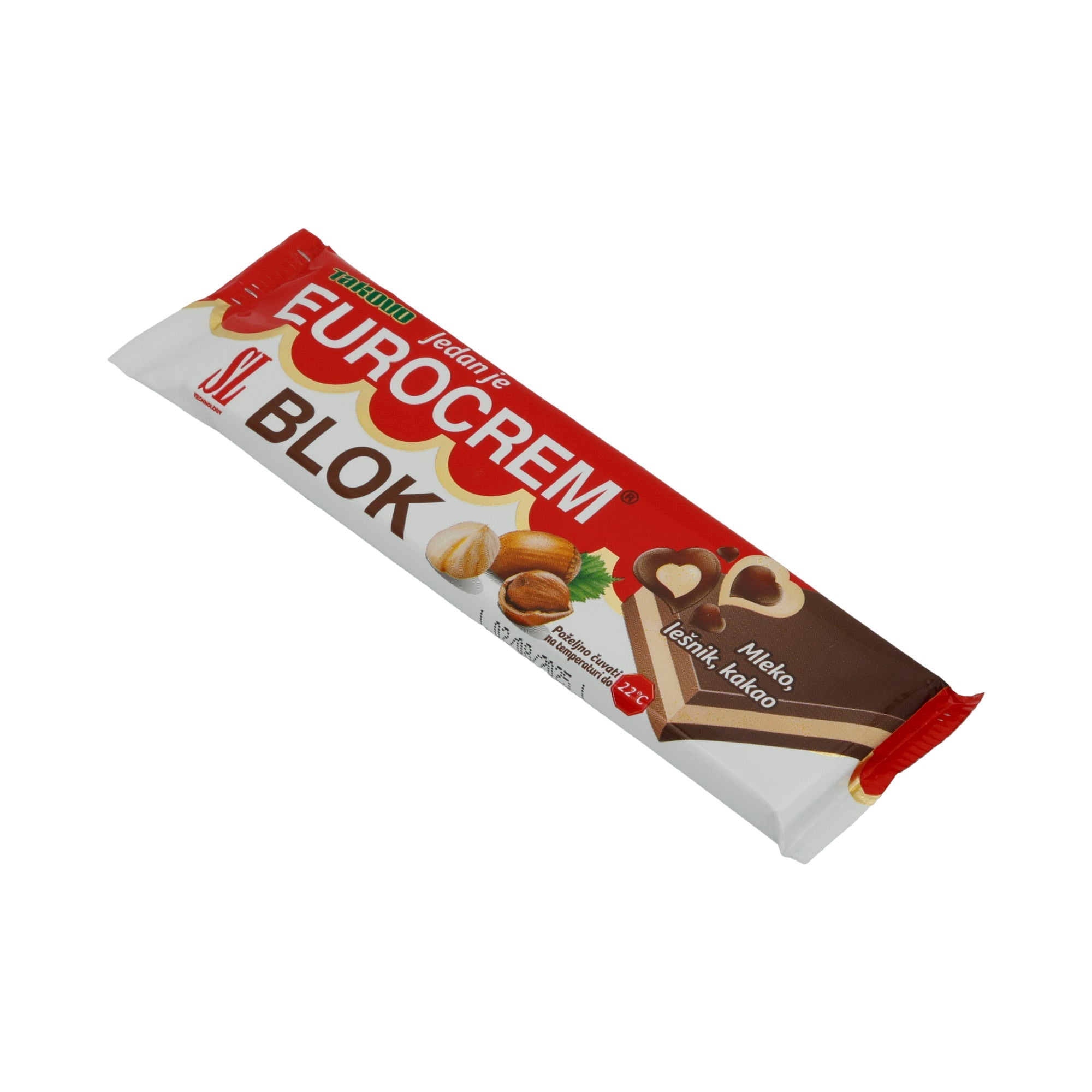 Riegel Eurocrem Blok | Süßigkeit | Haselnuss-Kakao | 40g TAKOVO